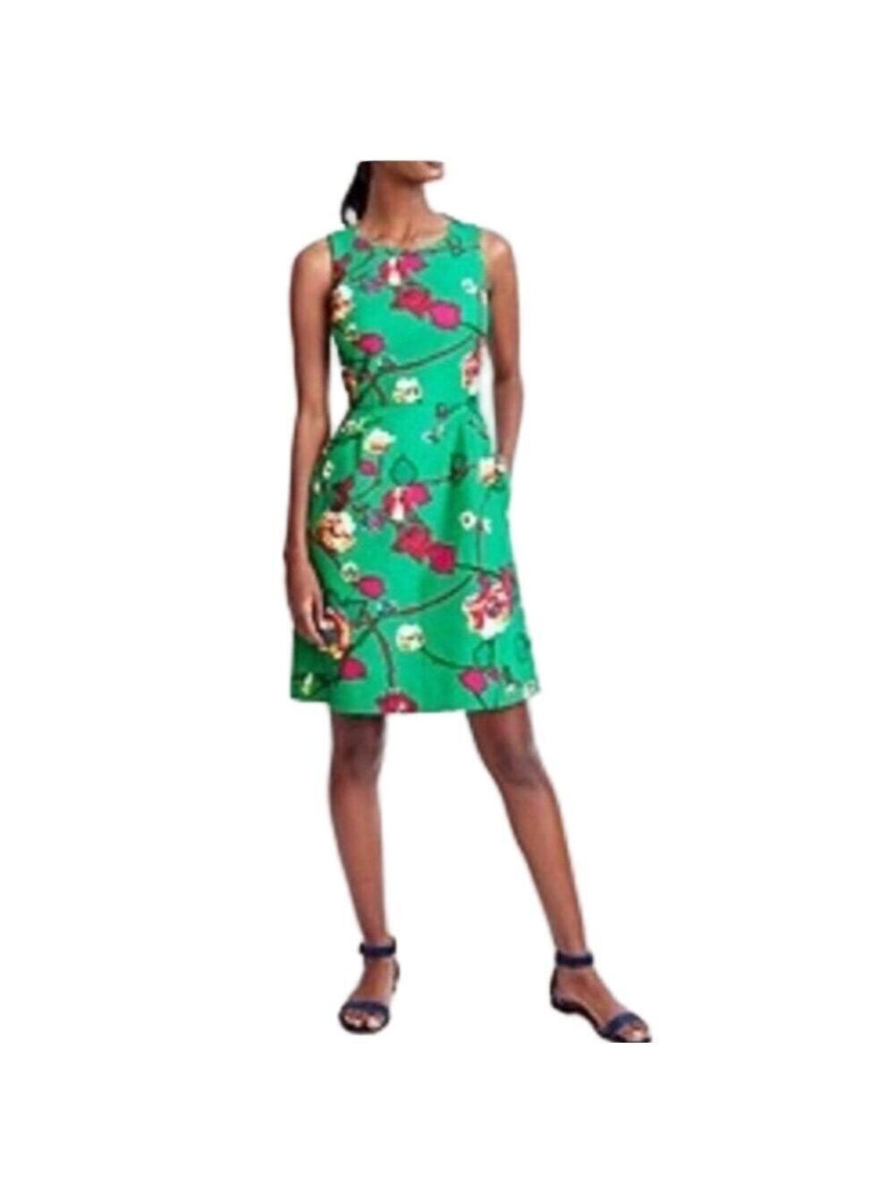 J.Crew Kelly Green & Pink Floral Cotton Mini Dress – Sleeveless, Pockets – Sz 6